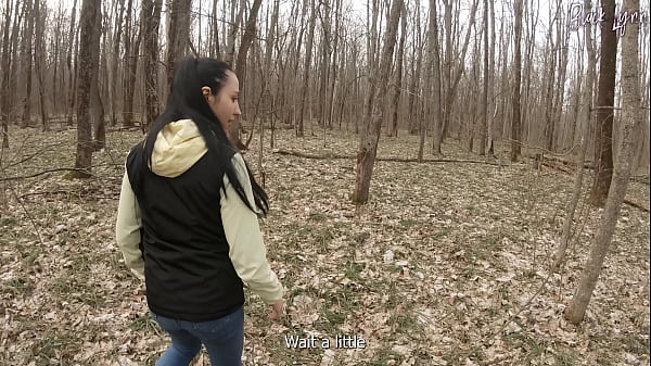 A walk for snowdrops turned into a juicy blowjob in the middle of the forest