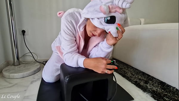 Milf wearing Unicorn costume and riding with Sybian
